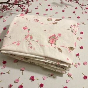 Pottery Barn Kids Brooke Haley Owl Bird Flannel Twin Flat Sheet Whimsical Pink